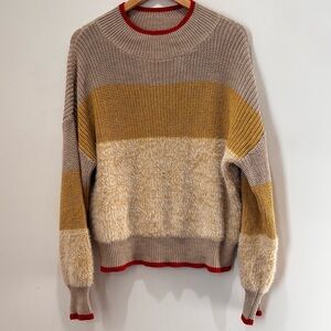 Very J Colorblock Neutral Boho Sweater Size Small